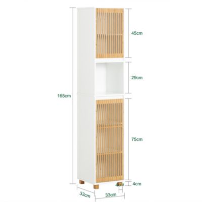 Meuble Colonne Armoire de Salle de Bain avec 2 portes, 1 compartiment, BZR127-W, SoBuy