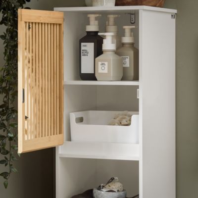 Meuble Colonne Armoire de Salle de Bain avec 2 portes, 1 compartiment, BZR127-W, SoBuy