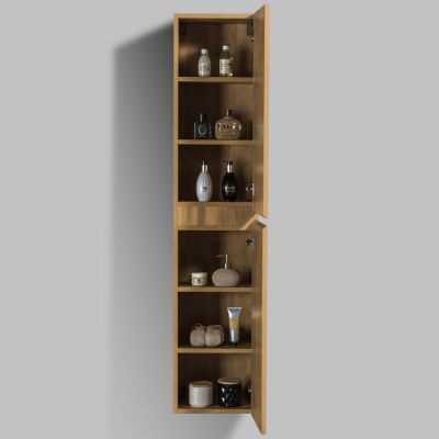Meuble Colonne Armoire suspendue MDF Chêne 165x35x30cm, charnière à droite, Livrée assemblée - ALICE
