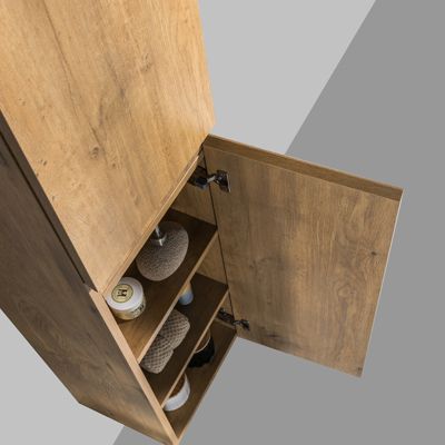 Meuble Colonne Armoire suspendue MDF Chêne 165x35x30cm, charnière à droite, Livrée assemblée - ALICE