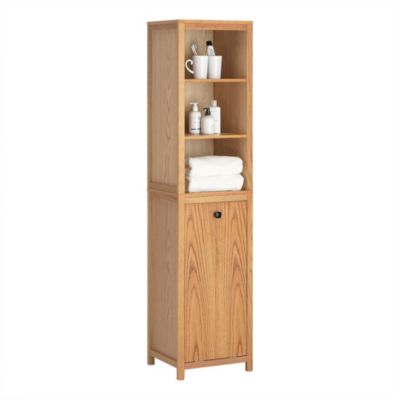 Meuble Colonne de Salle de Bain, Armoire Haute, 1 Panier à Linge, BZR95-N, SoBuy