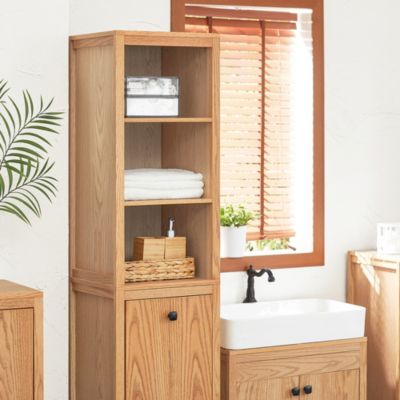 Meuble Colonne de Salle de Bain, Armoire Haute, 1 Panier à Linge, BZR95-N, SoBuy