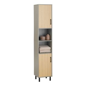 Meuble Colonne de Salle de Bain, Armoire Haute avec 2 portes, BZR131-NG, SoBuy