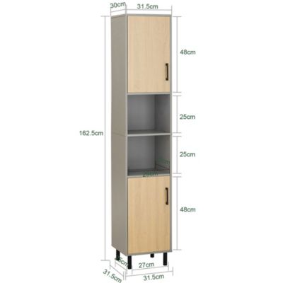 Meuble Colonne de Salle de Bain, Armoire Haute avec 2 portes, BZR131-NG, SoBuy