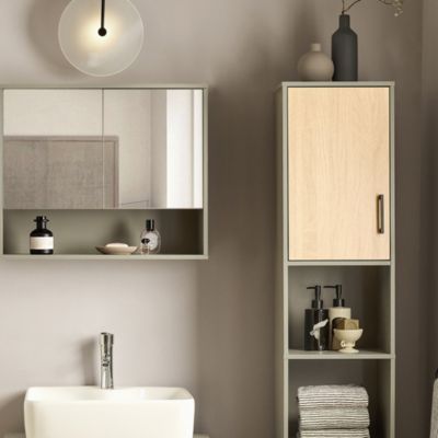 Meuble Colonne de Salle de Bain, Armoire Haute avec 2 portes, BZR131-NG, SoBuy