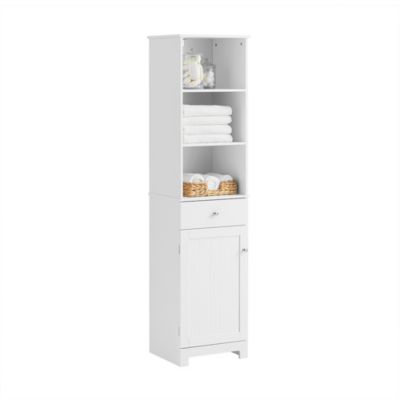 Meuble Colonne de Salle de Bain Armoire Haute Meuble Rangement, BZR17-W, SoBuy