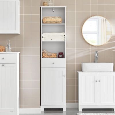 Meuble Colonne de Salle de Bain Armoire Haute Meuble Rangement, BZR17-W, SoBuy