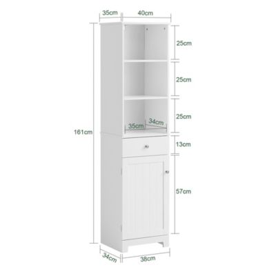 Meuble Colonne de Salle de Bain Armoire Haute Meuble Rangement, BZR17-W, SoBuy