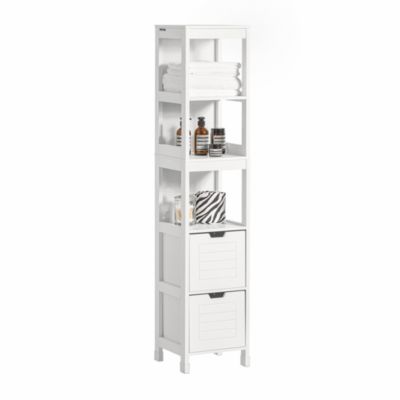 Meuble Colonne de Salle de Bain Armoire Toilette haute, 4 étagère, FRG126-W, SoBuy