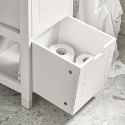 Colonne De Rangement Salle De Bain 4 Niveaux - 20x20x80 Cm, Blanc - Meuble Étroite Pour Toilette, Lavabo, Support Papier Toilette