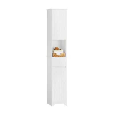 Meuble Colonne de Salle de Bain avec 2 Portes et 1 Tiror, BZR109-W, SoBuy