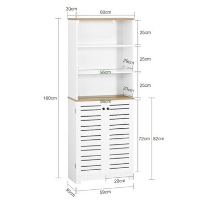 Meuble Colonne de Salle de Bain avec 3 Etagères et 2 Portes, BZR44-W, SoBuy