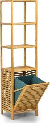 Meuble Colonne de Salle de Bain en Bamboo, Meuble de Rangement pour Salle de Bain, 40 x 33 x 160 cm, Naturel
