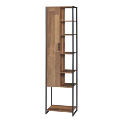 Meuble colonne de salle de bain Namsskogan 165 x 43 x 30 cm effet noyer noir en.casa