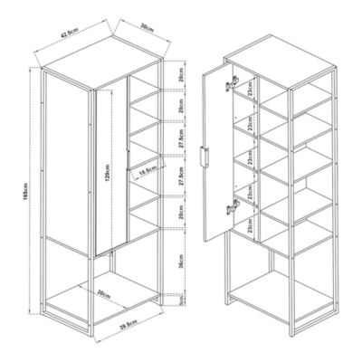 Meuble colonne de salle de bain Namsskogan 165 x 43 x 30 cm effet noyer noir en.casa
