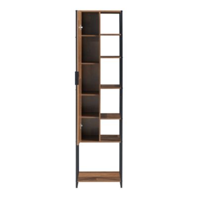 Meuble colonne de salle de bain Namsskogan 165 x 43 x 30 cm effet noyer noir en.casa