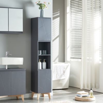 Meuble colonne de salle de bain Overath 160 x 30 x 30 cm gris en.casa