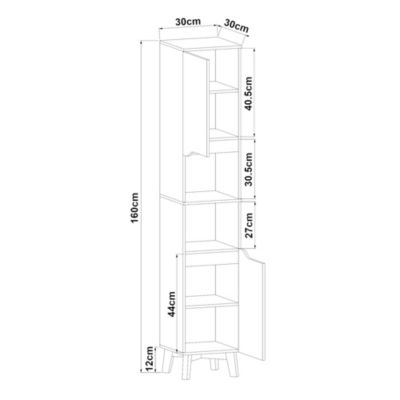 Meuble colonne de salle de bain Overath 160 x 30 x 30 cm gris en.casa