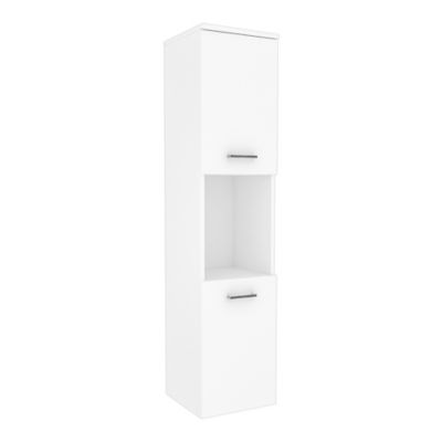 Meuble colonne de salle de bain suspendu Krildihana 131 x 30 x 30 cm blanc argent en.casa