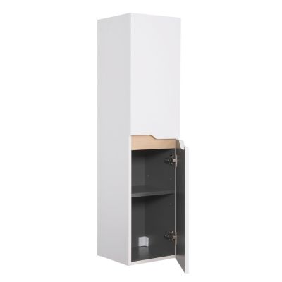 Meuble colonne de salle de bains 2 portes l.30 x H.120 x P.30 cm, blanc mat et bois, Tolima