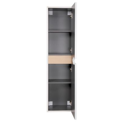Meuble colonne de salle de bains 2 portes l.30 x H.120 x P.30 cm, blanc mat et bois, Tolima