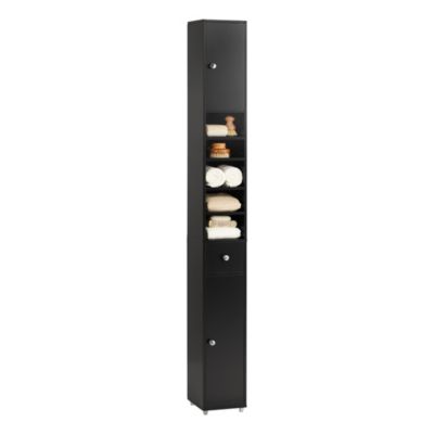 Meuble Colonne Fine Salle d Bain Armoire Rangemen étoite, Noir,BZR34-SCH, SoBuy