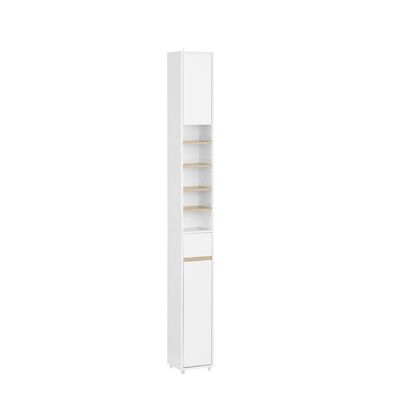 Meuble Colonne Salle de Bain, 1 Tiroir, 2 Portes, Étagères Réglables BZR34-WN SoBuy