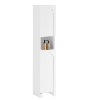 Meuble Colonne Salle de Bain,2 Portes Étagères Réglables,Compartiments,Blanc BZR163-WSoBuy