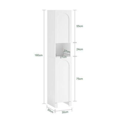 Meuble Colonne Salle de Bain,2 Portes Étagères Réglables,Compartiments,Blanc BZR163-WSoBuy