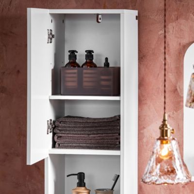 Meuble Colonne Salle de Bain,2 Portes Étagères Réglables,Compartiments,Blanc BZR163-WSoBuy