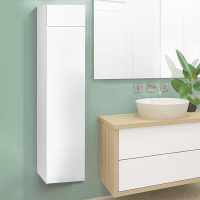 Meuble colonne salle de bain suspendu blanc LILA