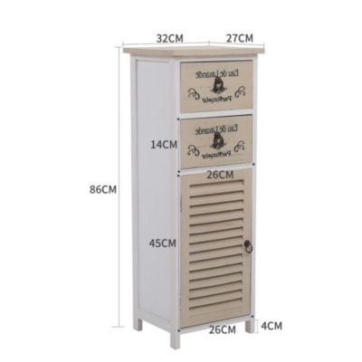 Meuble Commode 2 Tiroir Port Bois Blanc Marron 86x32x27