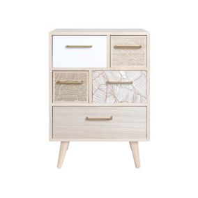 Meuble Commode Polyvalent en Bois Clair avec 5 Tiroirs