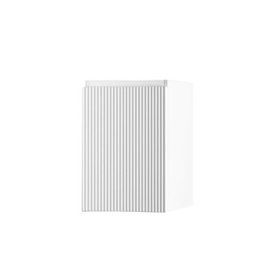 Meuble complément sous vasque l.34 x H.55 x P.41 cm, blanc mat strié, version droite, Vague