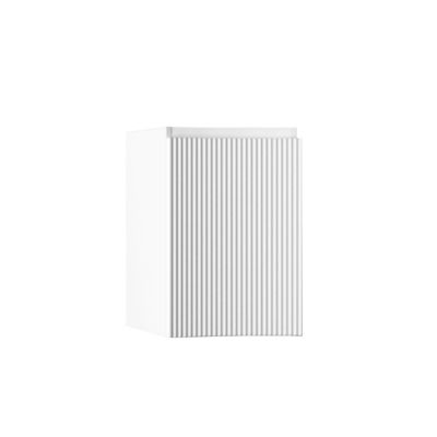 Meuble complément sous vasque l.34 x H.55 x P.41 cm, blanc mat strié, version gauche, Vague