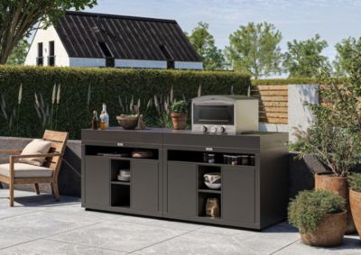 Meuble cuisine extérieure noir pour cuisson XL 110 x 70 cm - Le Marquier