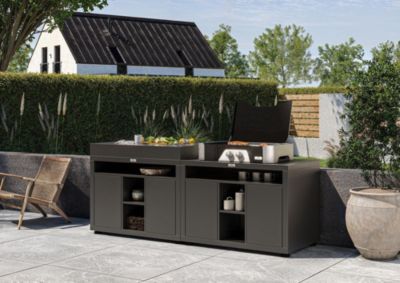 Meuble cuisine extérieure noir XL avec tablette 110 x 70 cm - Le Marquier