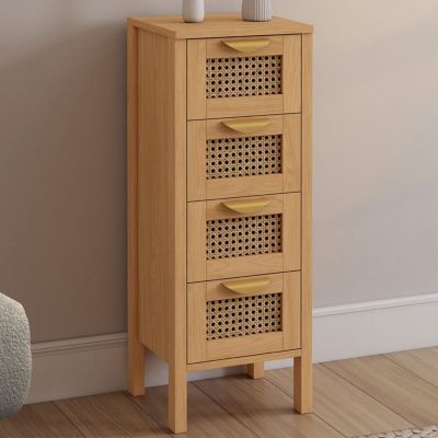 Meuble d'appoint 4 tiroirs EDHEN 30x30x80 cm chiffonnier pour entrée salle de bain avec cannage