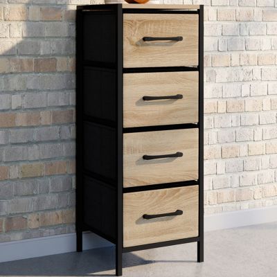 Meuble d'appoint 4 tiroirs UTAH 30x30x80 cm chiffonnier pour entrée salle de bain design industriel