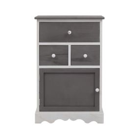 Meuble d'appoint Armoire 3 Tiroirs 1 Port Bois Gris 72x47x30