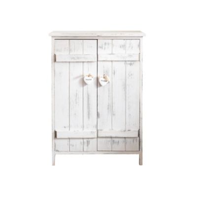 Meuble d'Appoint Bahut 2 Ports Bois Blanc Shabby 70x51x30