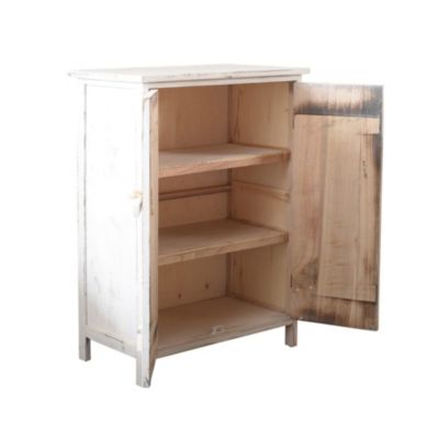 Meuble d'Appoint Bahut 2 Ports Bois Blanc Shabby 70x51x30