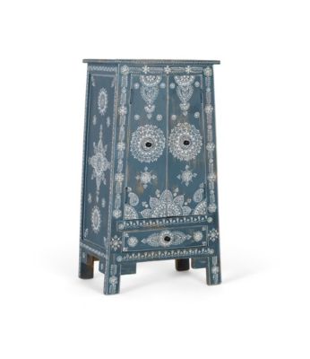 Meuble d'appoint en bois de manguier et MDF peint à la main
