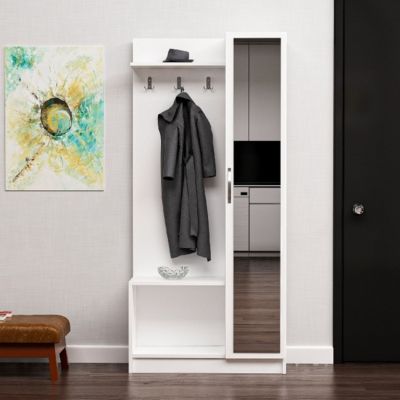 Meuble d'Entrée Mafalda, Blanc, Panneau d'Aggloméré Mélaminé, 80x32x173 cm, EPIKASA