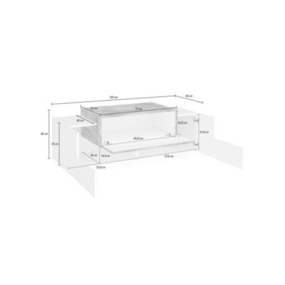 Meuble d'entrée Mirco, entrée multifonction moderne, casier polyvalent pour hall d'entrée, 120x45h46 cm, blanc brillant et érable