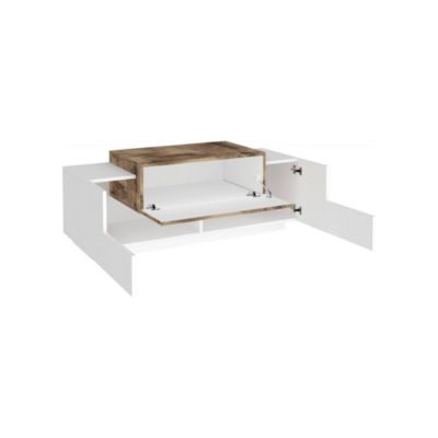 Meuble d'entrée Mirco, entrée multifonction moderne, casier polyvalent pour hall d'entrée, 120x45h46 cm, blanc brillant et érable