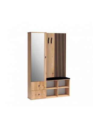 Meuble d'entrée MODERNO coloris chêne artisan 128,5x30 H.195,5 cm