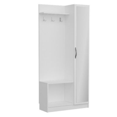 Meuble d'Entrée Orion, Blanc, Panneau d'Aggloméré Mélaminé, 80x32x173 cm, EPIKASA