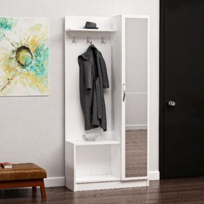 Meuble d'Entrée Orion, Blanc, Panneau d'Aggloméré Mélaminé, 80x32x173 cm, EPIKASA