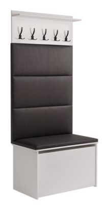 Meuble d'entrée - porte-manteau Cyndi avec coffre et siège - Noir